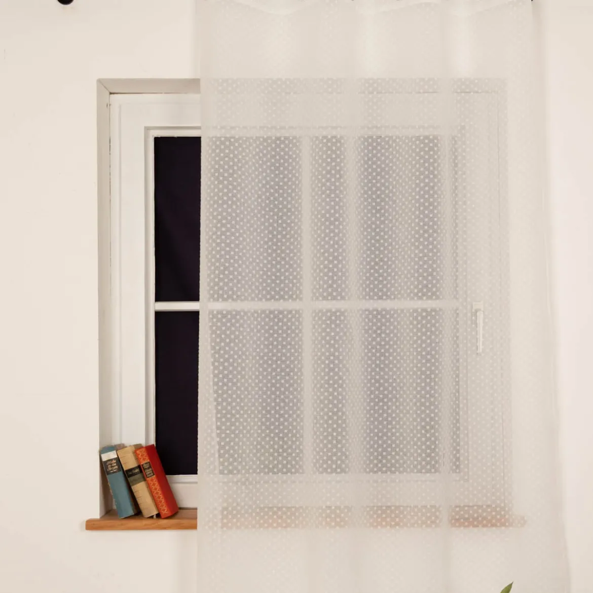 Ösenvorhang Voile Scherli Rechtecke weiß 135x260 cm – transparenter Vorhang