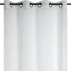 Ösenvorhang Voile weiß mit goldfarbigen Dreiecken 135x260 cm – transparenter Vorhang