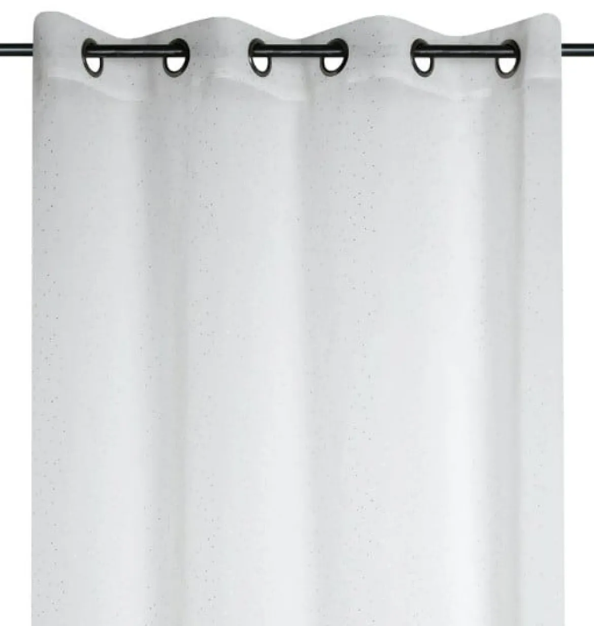 Ösenvorhang Voile weiß mit goldfarbigen Dreiecken 135x260 cm – transparenter Vorhang