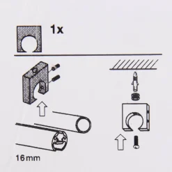 Serie Boston Deckenträger NEXT Stange oder Profil Ø16mm edelstahl-optik