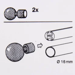 Serie Boston Endstücke Ball groß 2 Stück Ø16mm edelstahl-optik