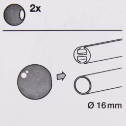Serie Boston Endstücke Ball klein 2 Stück Ø16mm edelstahl-optik