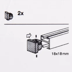 Serie Boston Endstücke End Design 18x18 2 Stück Profil und Stange edelstahl-optik