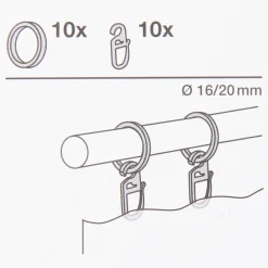 Serie Boston Flachringe Ø33mm 10 Stück inkl. Haken Ø16mm edelstahl-optik