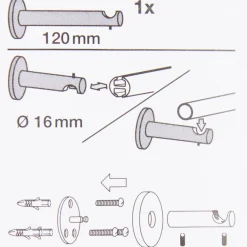 Serie Boston 1-Lauf Träger lang Stange oder Profil Ø16mm edelstahl-optik