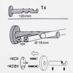 Serie Boston 3-Lauf Träger 1x Stange 2x Profil Ø16mm edelstahl-optik