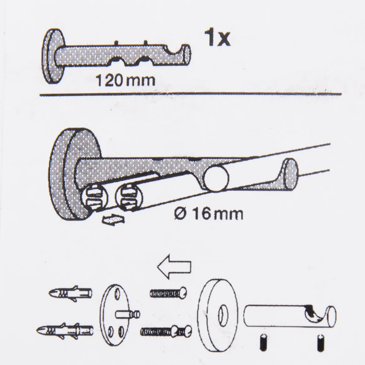 Serie Boston 3-Lauf Träger 1x Stange 2x Profil Ø16mm edelstahl-optik
