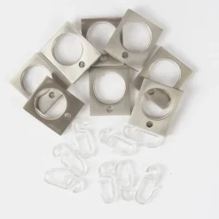 Serie Boston Ringe Rechteck NEXT Ø23mm 10 Stück inkl. Haken Ø16mm edelstahl-optik