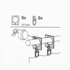 Serie Boston Ringe Rechteck NEXT Ø23mm 10 Stück inkl. Haken Ø16mm edelstahl-optik