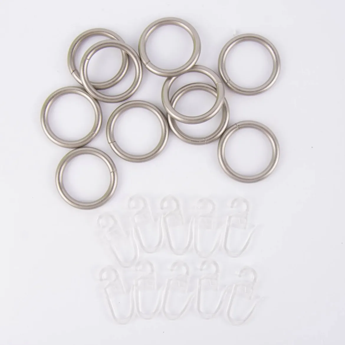 Serie Boston Rundringe Ø33mm 10 Stück inkl. Haken Ø16mm edelstahl-optik