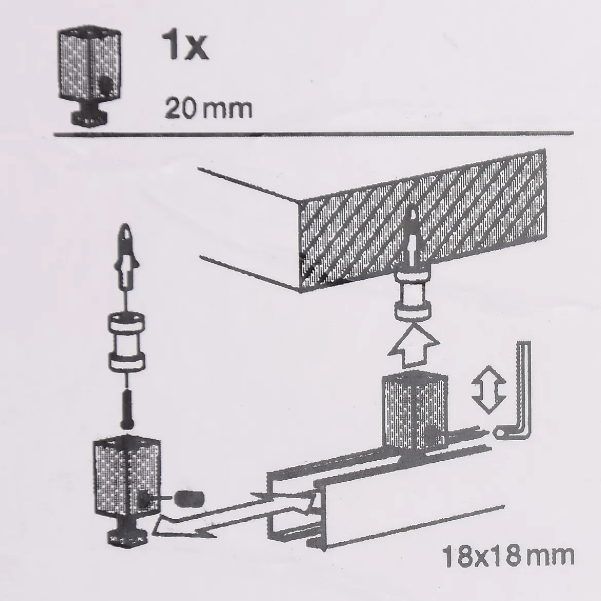 Serie London Deckenträger für eckige Profilstange 18x18mm edelstahl-optik