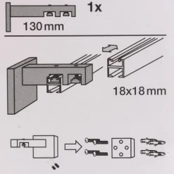 Serie London Wandträger 2-Lauf für eckige Profilstange 18x18mm edelstahl-optik