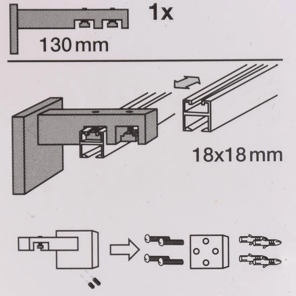 Serie London Wandträger 2-Lauf für eckige Profilstange 18x18mm edelstahl-optik