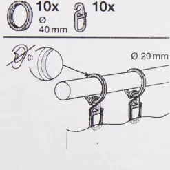 Serie LosAngeles 10 Flachringe inkl. Haken Ø20mm anthrazit