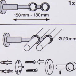 Serie NewYork geschlossener Doppel-Träger ausziehbar 150-180mm 2-Lauf Ø20mm edelstahl-optik