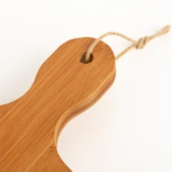 Servierbrett groß rund mit Griff Holz Bambus natur 42x3,5cm