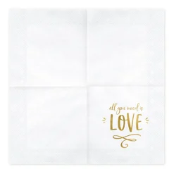 Serviette All you need is LOVE weiß goldfarbig 33x33cm 3lagig 20 Stück