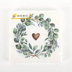 Serviette Eukalyptus Herz weiß grün 33x33cm 3lagig 20 Stück