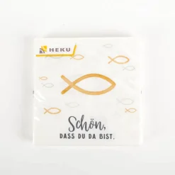 Serviette Fische Schön, dass du da bist weiß 33x33cm 3lagig 20 Stück