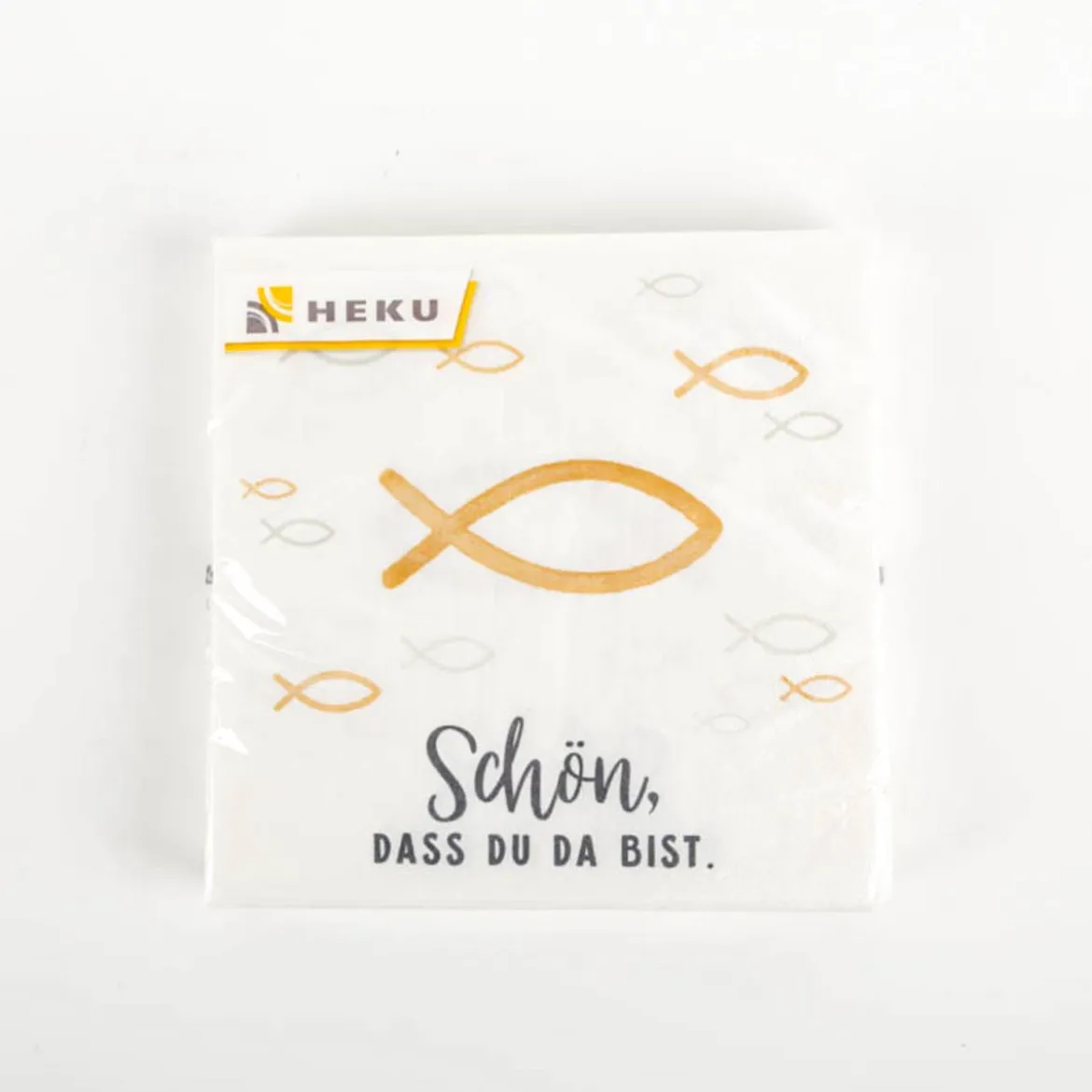 Serviette Fische Schön, dass du da bist weiß 33x33cm 3lagig 20 Stück