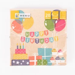 Serviette Happy Birthday Geschenke Ballons natur bunt 33x33cm 3lagig 20 Stück