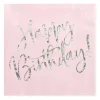 Serviette Happy Birthday holografisch schimmernd rosa silberfarbig 33x33cm 3lagig 20 Stück