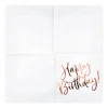 Serviette Happy Birthday metallisch weiß kupferfarbig 33x33cm 3lagig 20 Stück