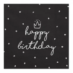 Serviette happy birthday schwarz weiß 33x33cm 3lagig 20 Stück
