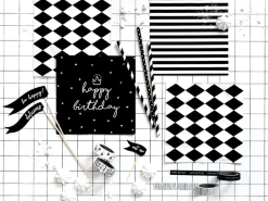 Serviette happy birthday schwarz weiß 33x33cm 3lagig 20 Stück