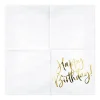 Serviette Happy Birthday weiß gold 33x33cm 3lagig 20 Stück