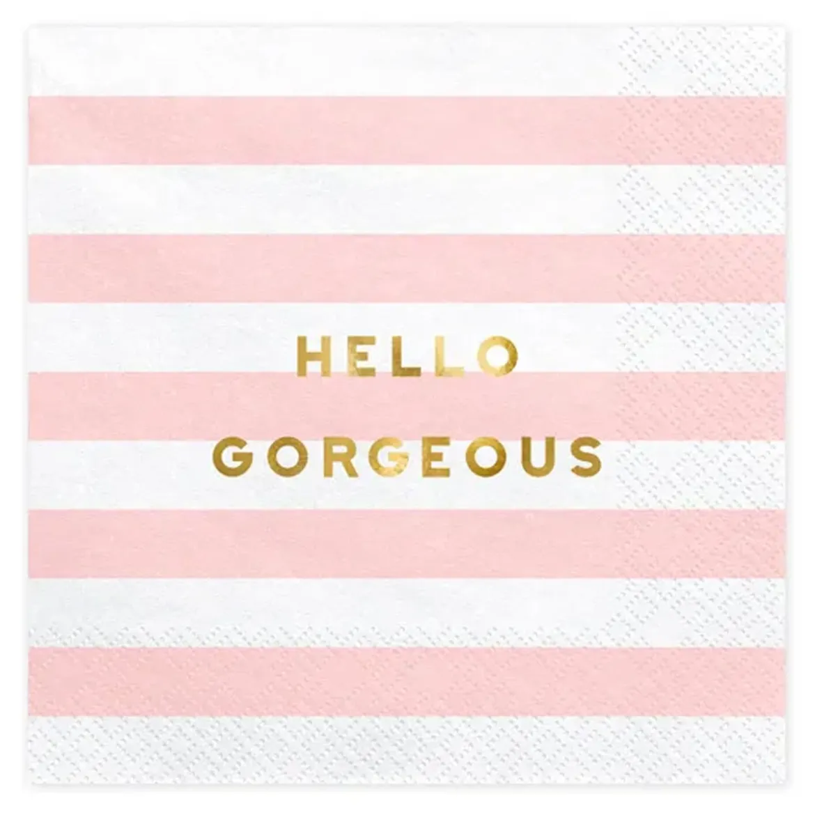 Serviette Hello Gorgeous Streifen rosa weiß goldfarbig 33x33cm 3lagig 20 Stück