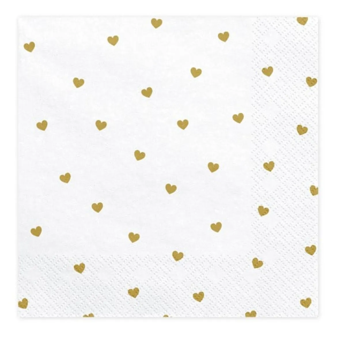 Serviette Herzen weiß goldfarbig 33x33cm 3lagig 20 Stück