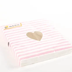 Serviette Herz Streifen rosa 33x33cm 3lagig 20 Stück