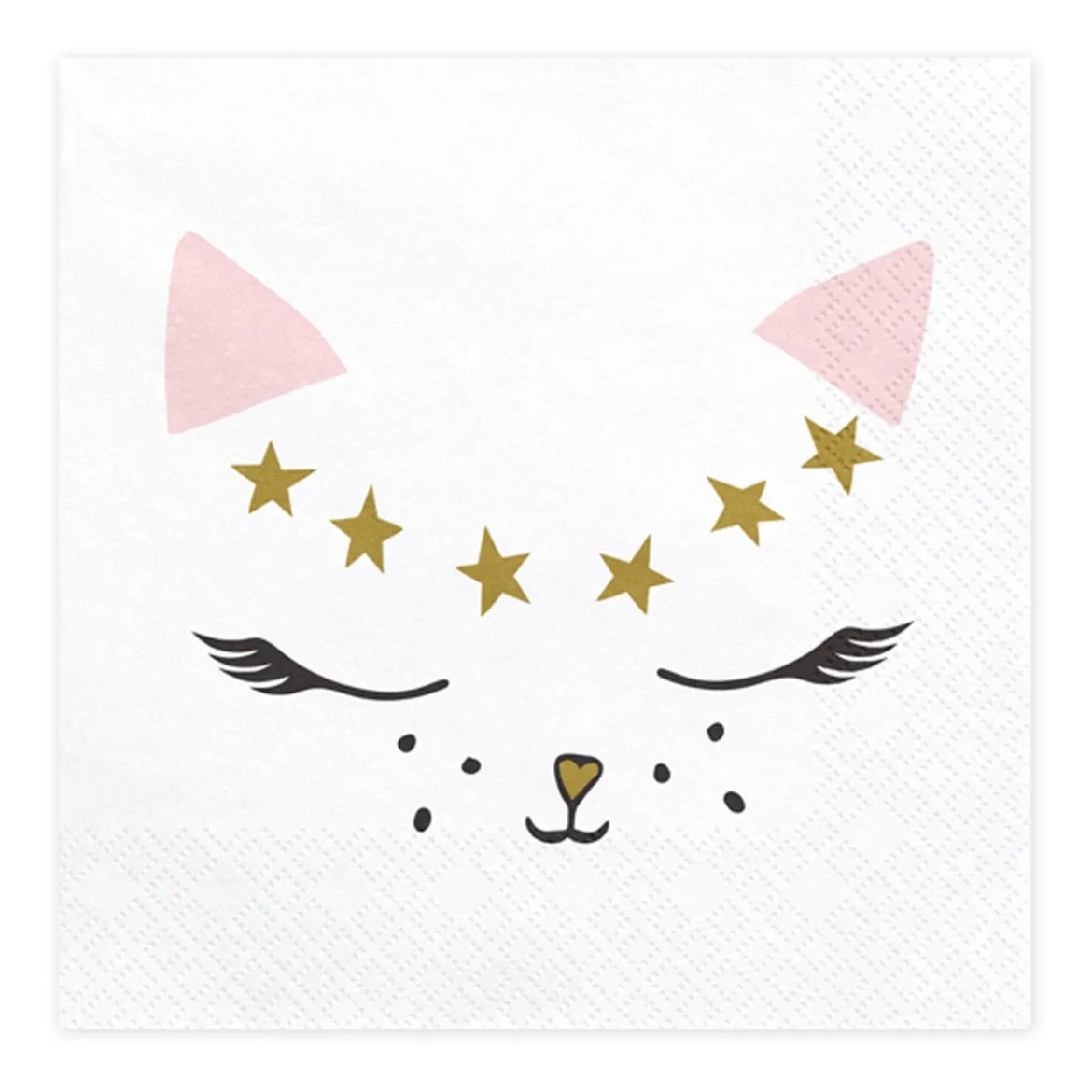 Serviette Kitty weiß rosa gold 33x33cm 3lagig 20 Stück