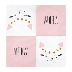 Serviette Kitty weiß rosa gold 33x33cm 3lagig 20 Stück
