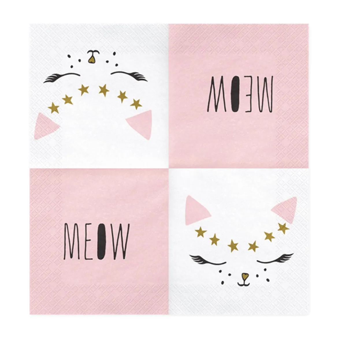 Serviette Kitty weiß rosa gold 33x33cm 3lagig 20 Stück