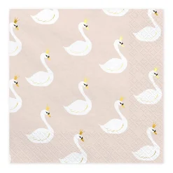 Serviette Lovely Swan rosa weiß 33x33cm 3lagig 20 Stück