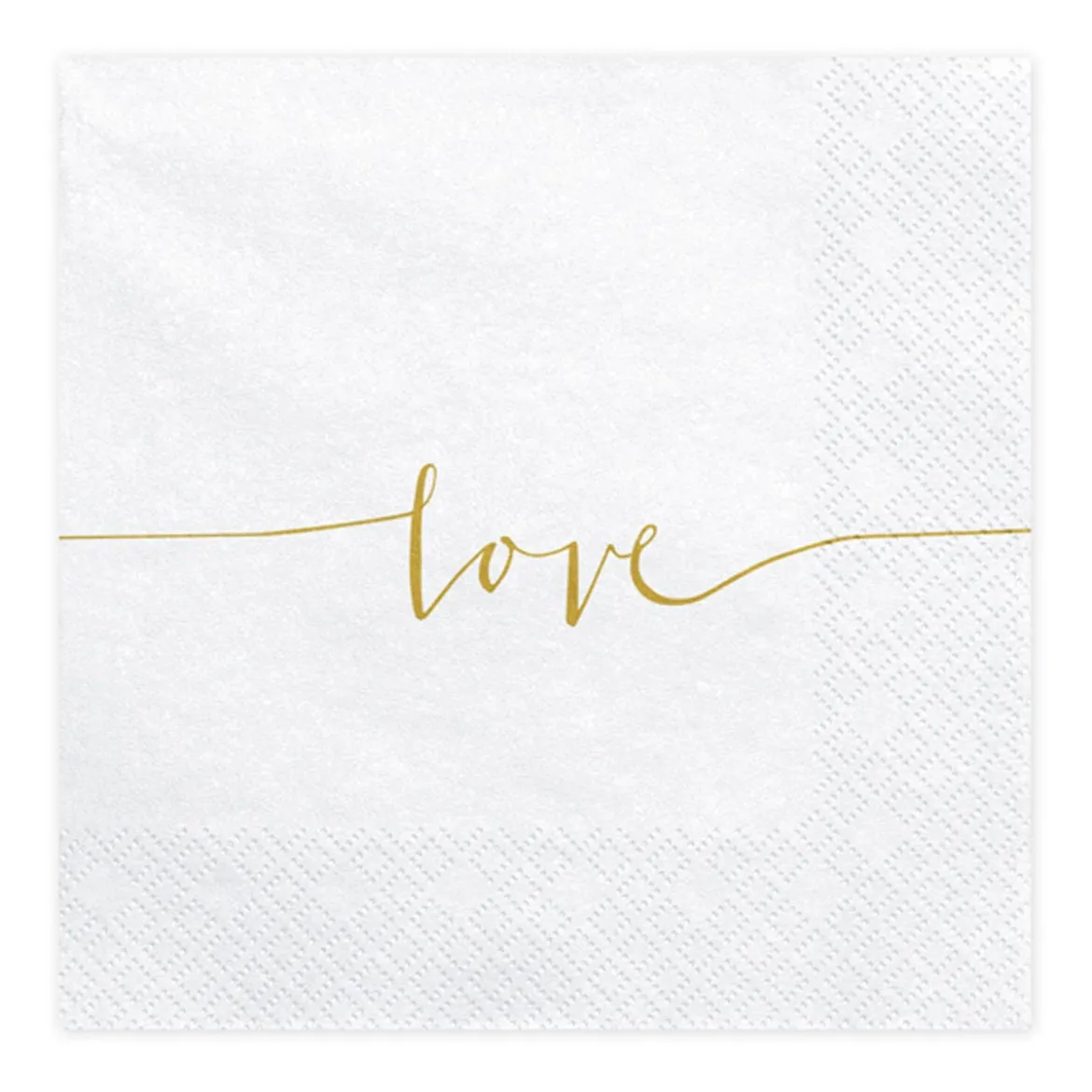 Serviette love weiß gold 33x33cm 3lagig 20 Stück