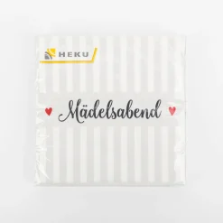 Serviette Mädelsabend gestreift grau weiß rot 33x33cm 3lagig 20 Stück