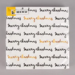 Serviette Merry Christmas weiß gold schwarz 33x33cm 3lagig 20 Stück