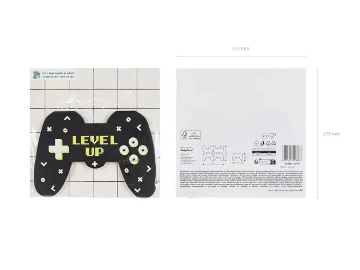 Servietten Gamecontroller schwarz weiß grün 22,7x65cm 2lagig 12 Stück