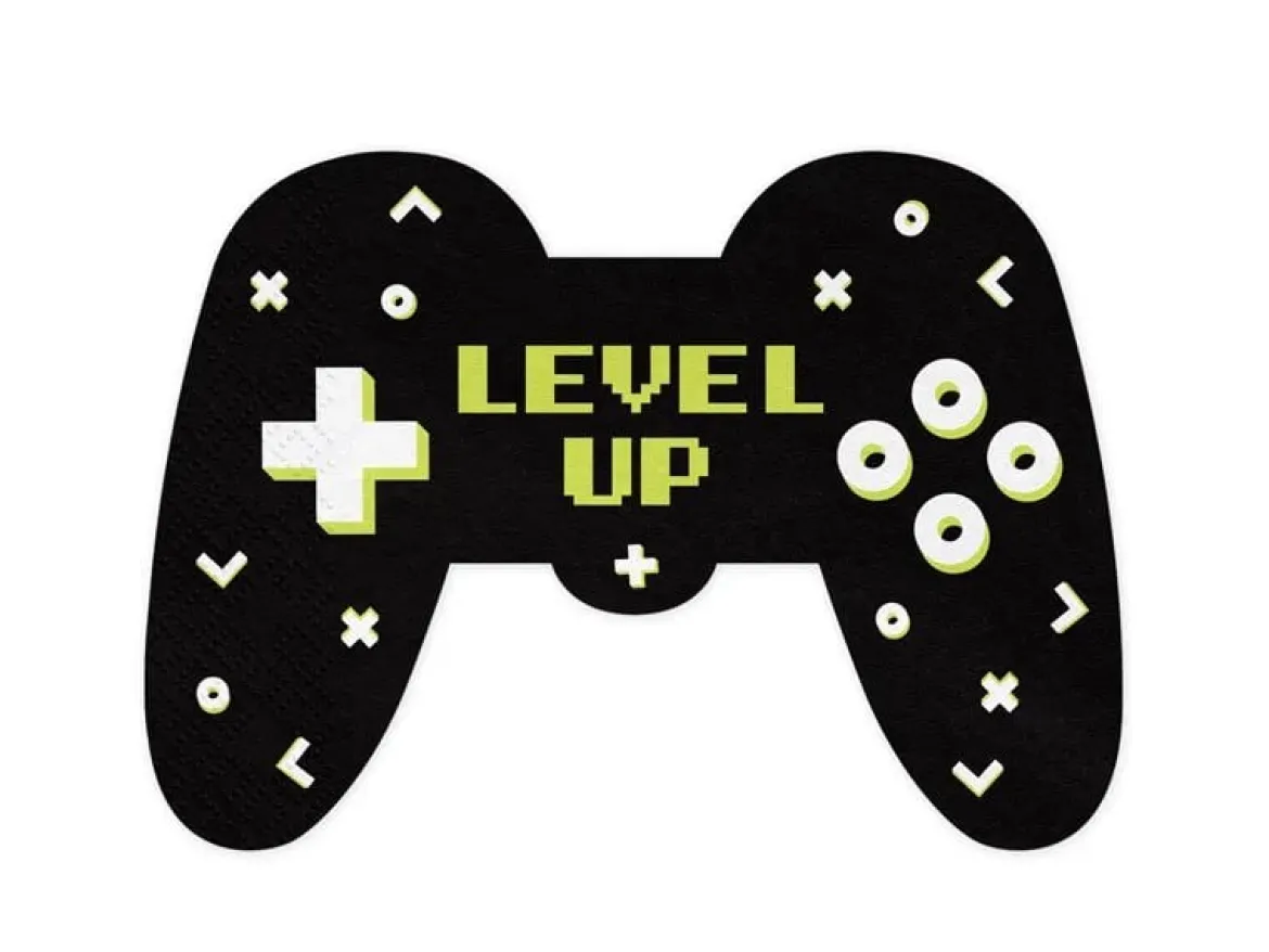 Servietten Gamecontroller schwarz weiß grün 22,7x65cm 2lagig 12 Stück