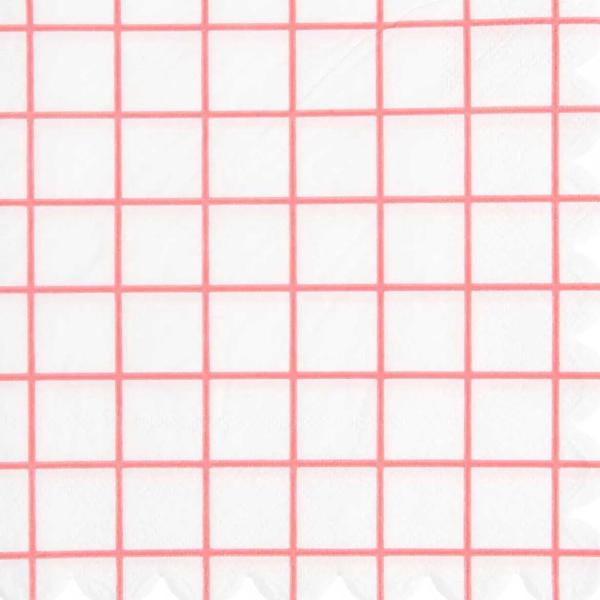 Servietten Gitterkaro Neon Pink mit Wellenrand von Rico Design, 20 Stück