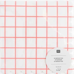 Servietten Gitterkaro Neon Pink mit Wellenrand von Rico Design, 20 Stück