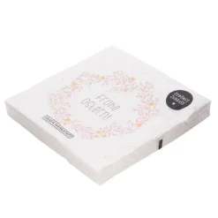 Servietten groß Frohe Ostern Blumenkranz 33x33cm 3lagig 20 Stück weiß rosa gelb von Grafik Werkstatt