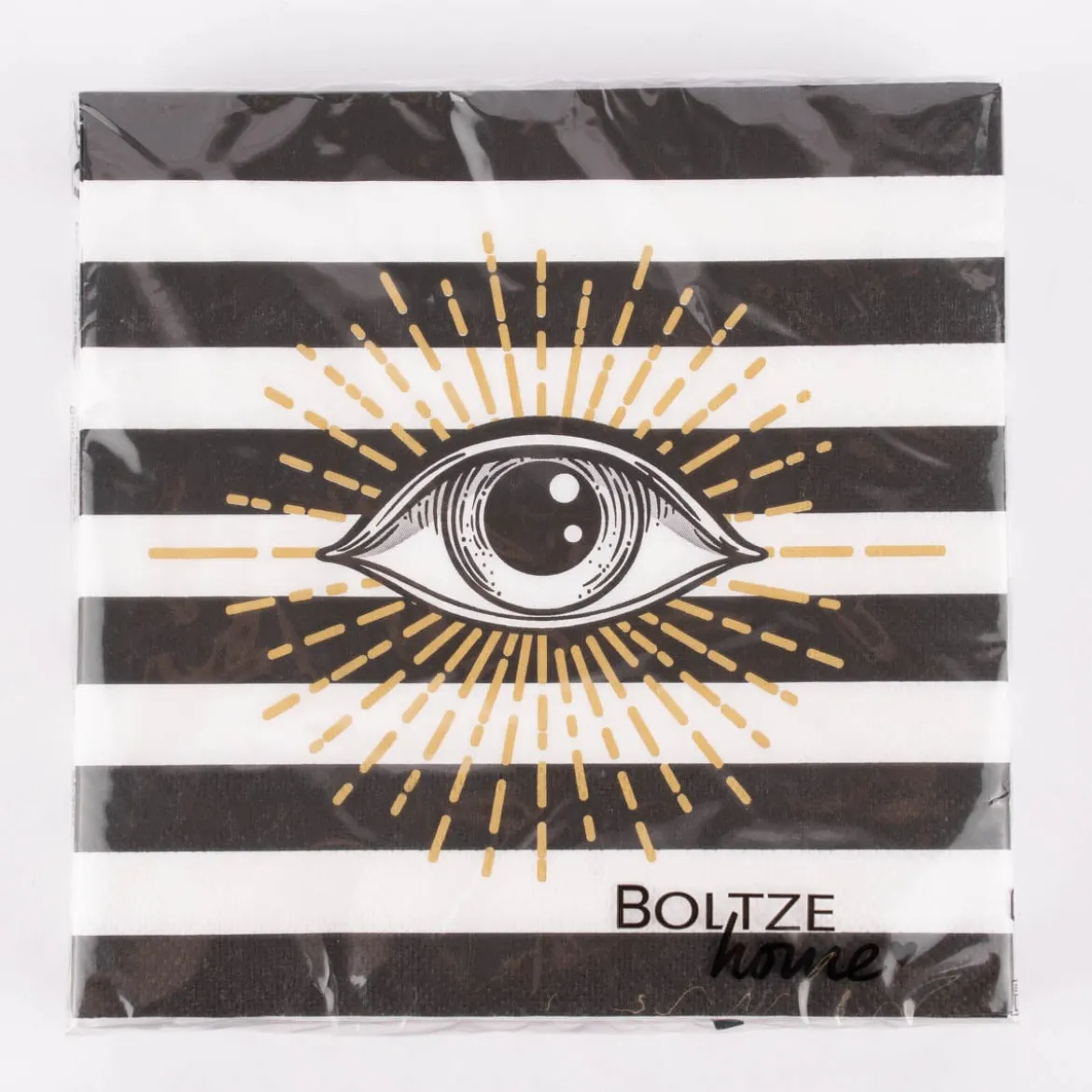 Servietten Magic Streifen Auge 20 Stück schwarz weiß goldfarbig verschiedene Motive 33x33cm