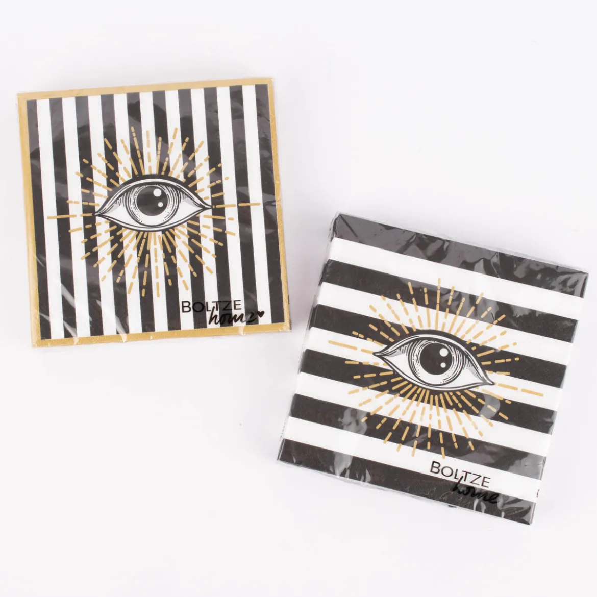 Servietten Magic Streifen Auge 20 Stück schwarz weiß goldfarbig verschiedene Motive 33x33cm