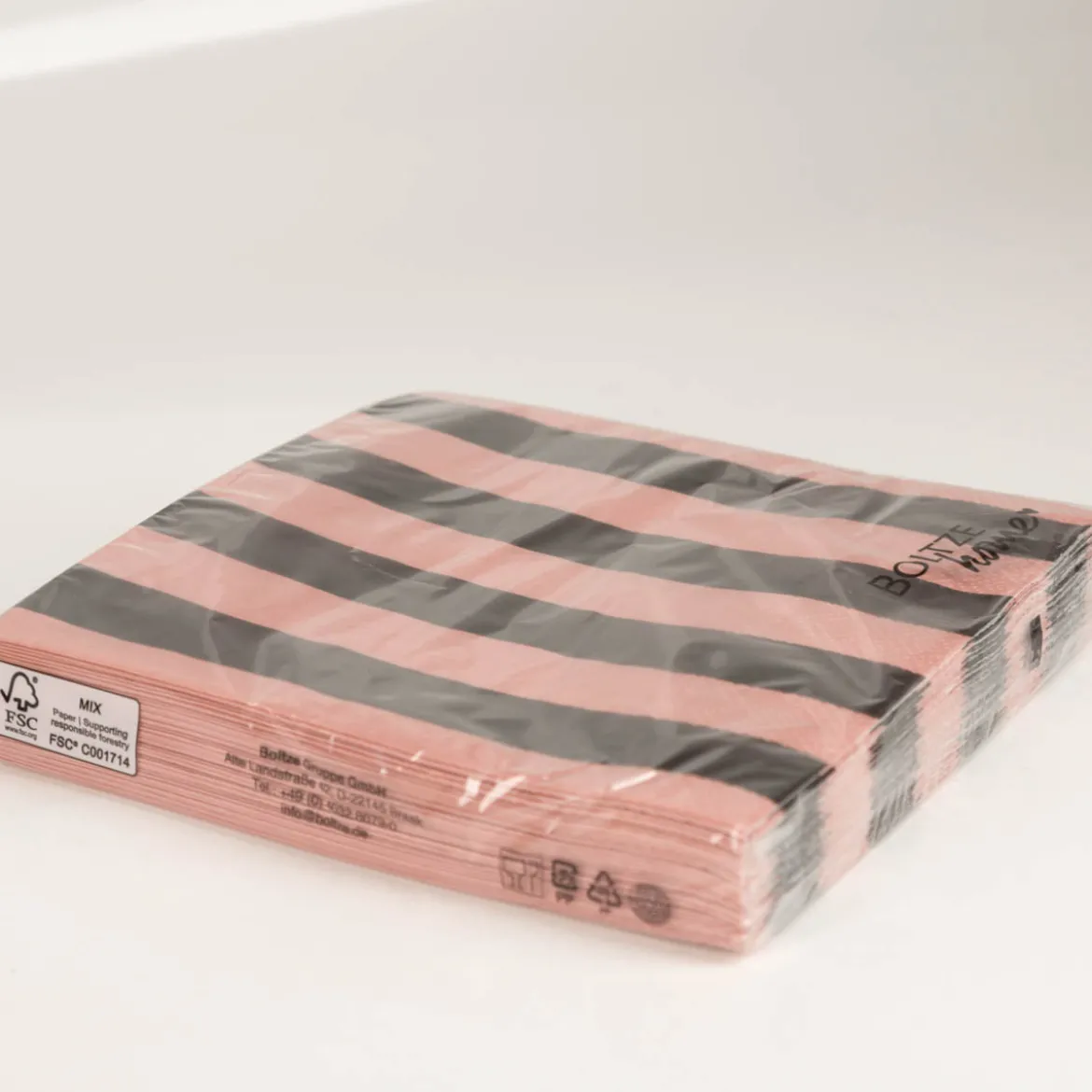 Servietten Streifen rosa 20 Stk 3-lagig 33x33cm FSC Papier von Boltze