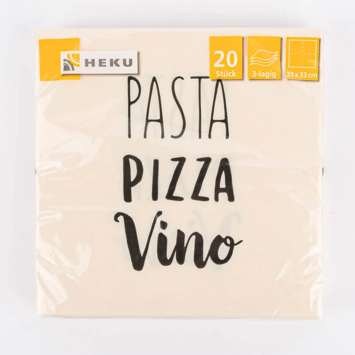 Serviette Pasta Pizza Vino beige schwarz 33x33cm 3lagig 20 Stück