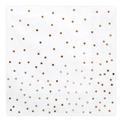Serviette Pünktchen weiß kupferfarbig 33x33cm 3lagig 20 Stück
